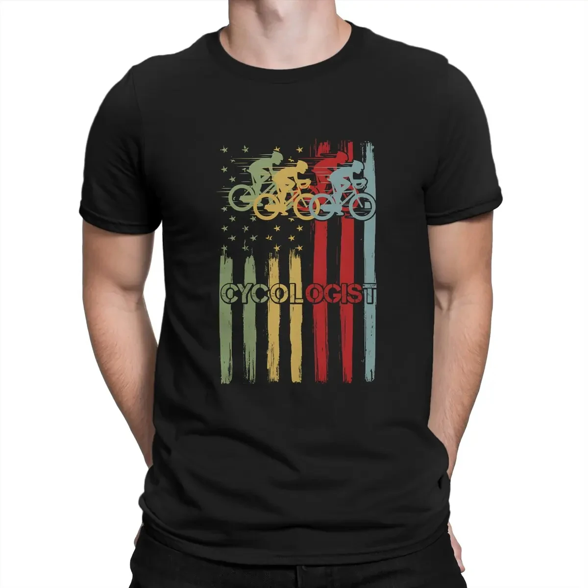 

Men T-Shirt Vintage Rider Humorous Pure Cotton Tee Shirt Short Sleeve Cycologist Bicycle T Shirt Round Collar Clothes Unique