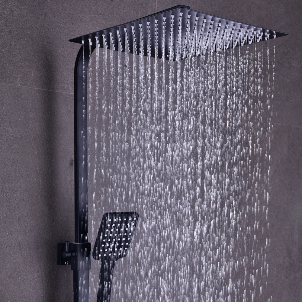Schwarzes thermostatisches Duschset, verstellbar und einziehbar, sorgen für ein beruhigendes und entspannendes Duscherlebnis – Detail 4