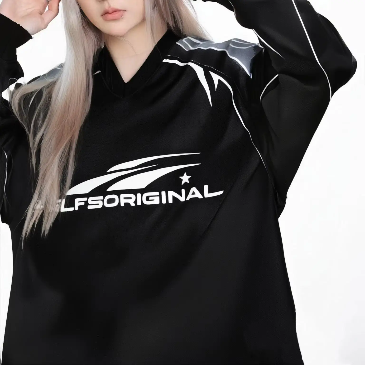 New American Trend Racing style of speed competition with number men's and women's long-sleeved shirt
