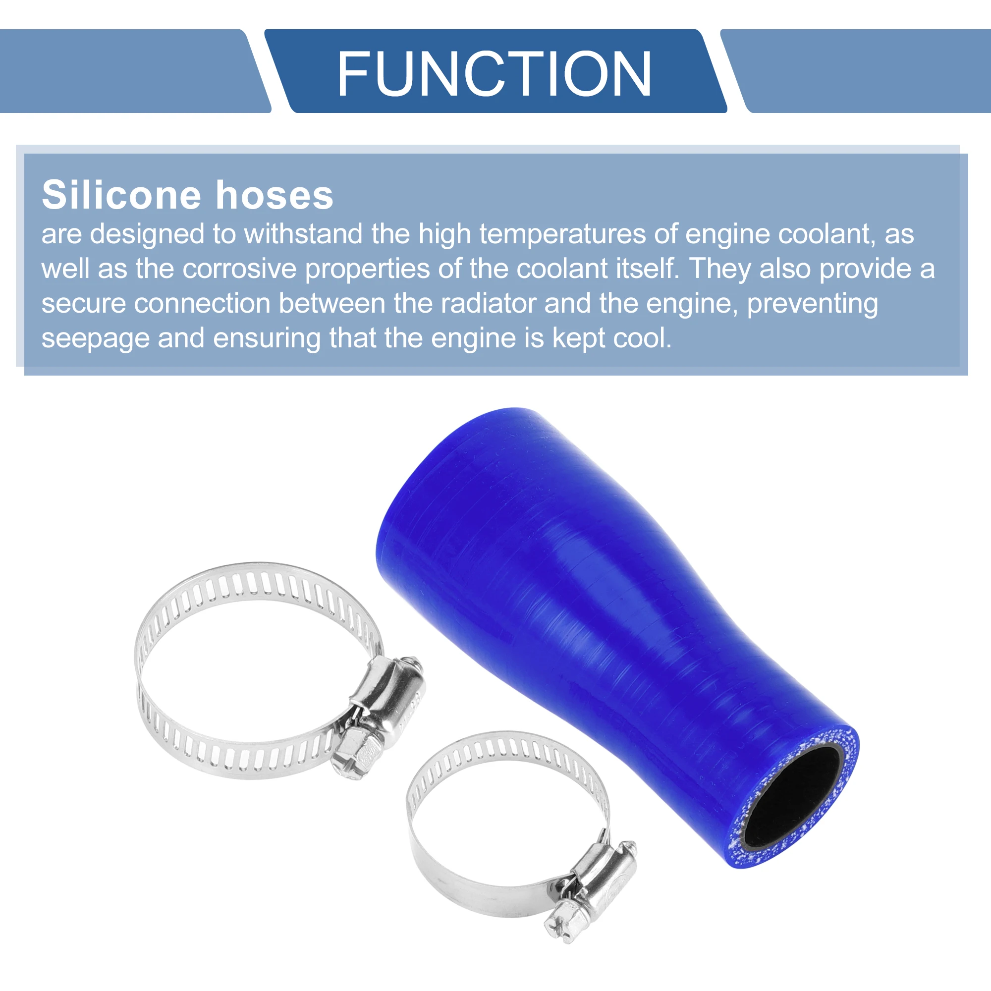 UXCELL 38-19mm 38-25mm 45-32mm 45-35mm 51-38mm 57-51mm 70-51mm ID 100mm Long 0 Degree Car Silicone Coolant Hose w/ Clamps