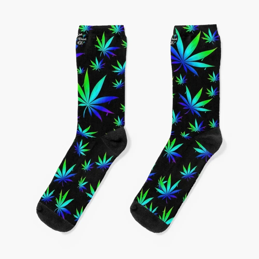 

WetPaint420 Liquid Pot Leaves on Black Socks moving stockings New year's Woman Socks Men's