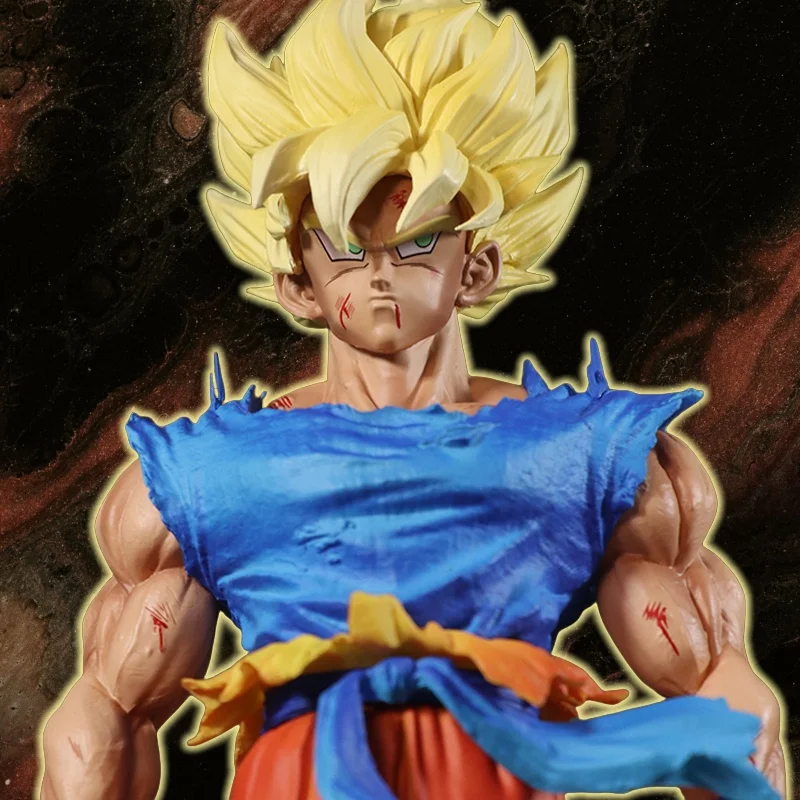

28cm Dragon Ball Z Super Saiyan Goku Double Headed Man Figure Yellow Hair Anime Figure Pvc Model Gk Statue Toys Customized Gift