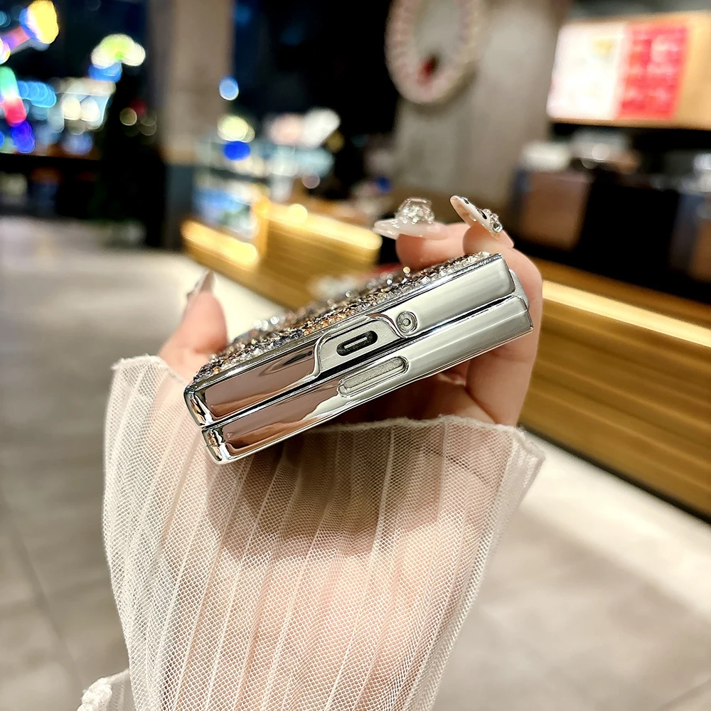 Luxury Leopard Print Hard PC Electroplated Frame Phone Cover for Samsung Galaxy Z Fold 7 6 5 4 Case with Portable Bracelet