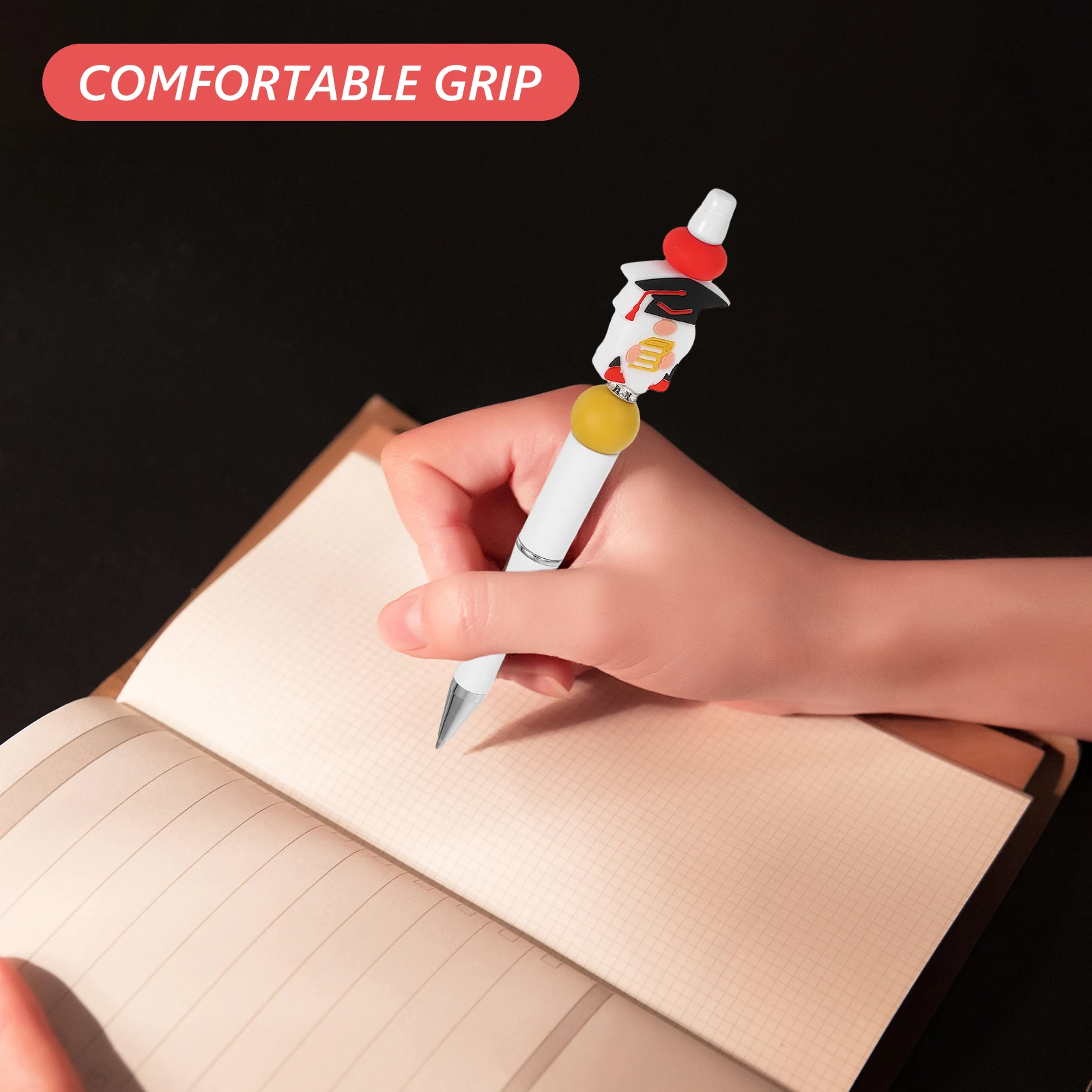 

Graduation Series Beaded Ballpoint Pen For Back-To-School Present Graduation Cap Design Smooth Writing Comfortable Grip