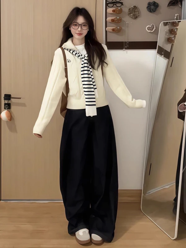 Koreaanse Sle Lazy Soft Cosy damestrui Herfst Winter Nieuwe losse afslankende gebreide top Design Sensation bovenkleding