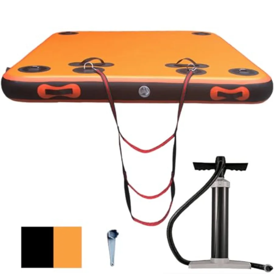 Inflatable Floating Platform for rivers lakes seashores pools; PVC material; gray; ultra-stable quick-inflate UV-resistant