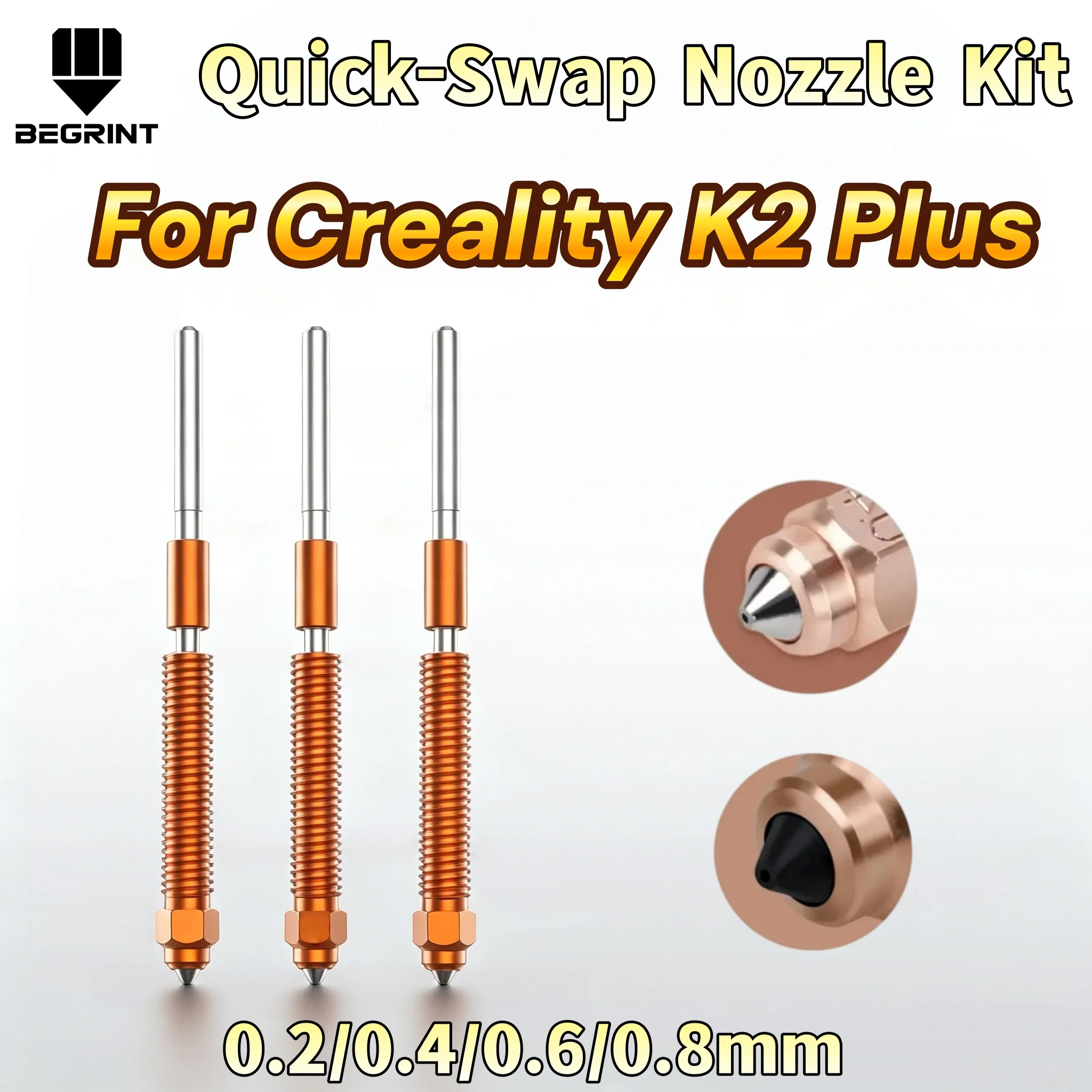 Upgraded Quick-Swap Nozzle Set for Creality K2 Plus 0.2/0.4/0.6/0.8mm Titanium Alloy High Thermal High Temp 3D Printer Parts