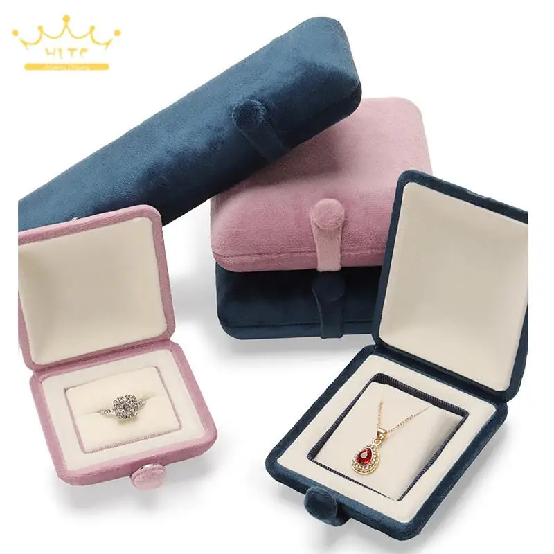 Beautiful Velvet Jewelry Gift Packaging Box with Button Bracelet Ring Organizer Case Pearl Ear Necklace Bracelet Holder