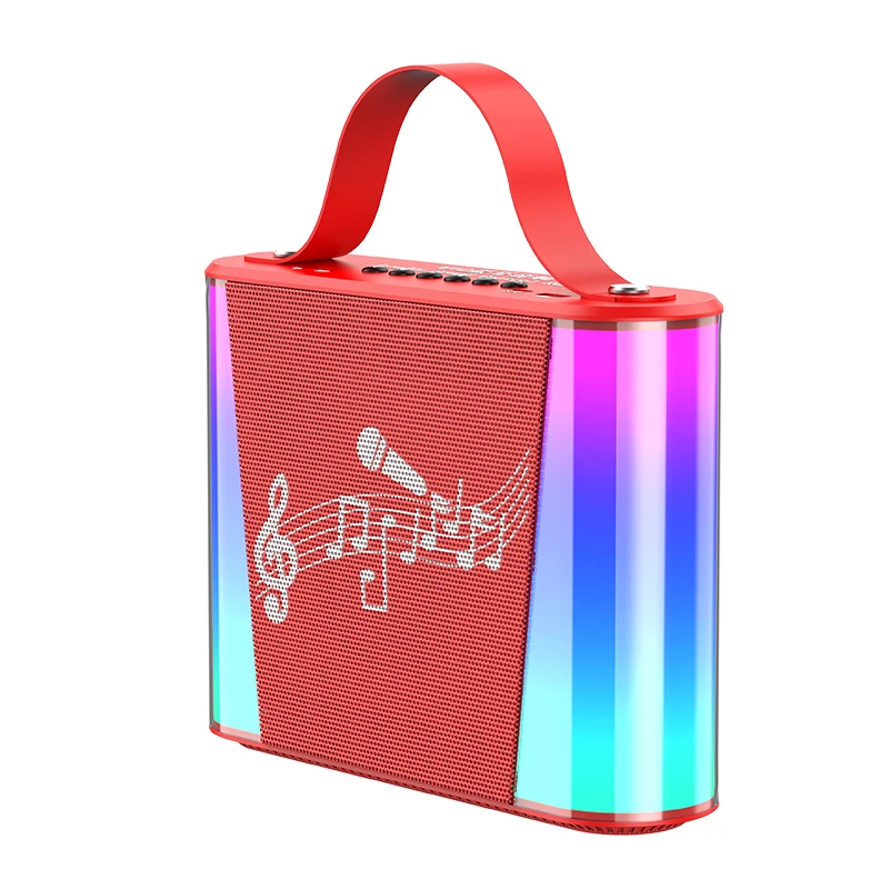 Altavoz Boombox con luz colorida, subwoofer para Fiesta de Karaoke al aire libre, altavoces BT con micrófono, altavoz bluetooth para Karaoke, micrófono Dual