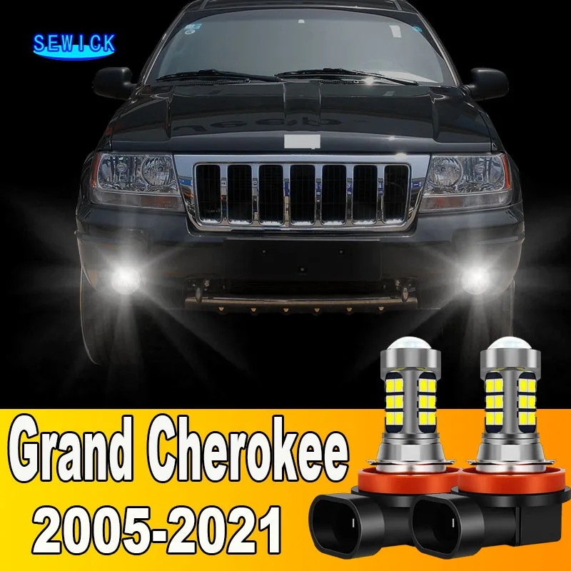 2x LED Front Fog Light Bulb Accessories For Jeep Grand Cherokee 3 4 WH WK 2005-2021 2010 2011 2012 2013 2014 2015 2016 2017 2018