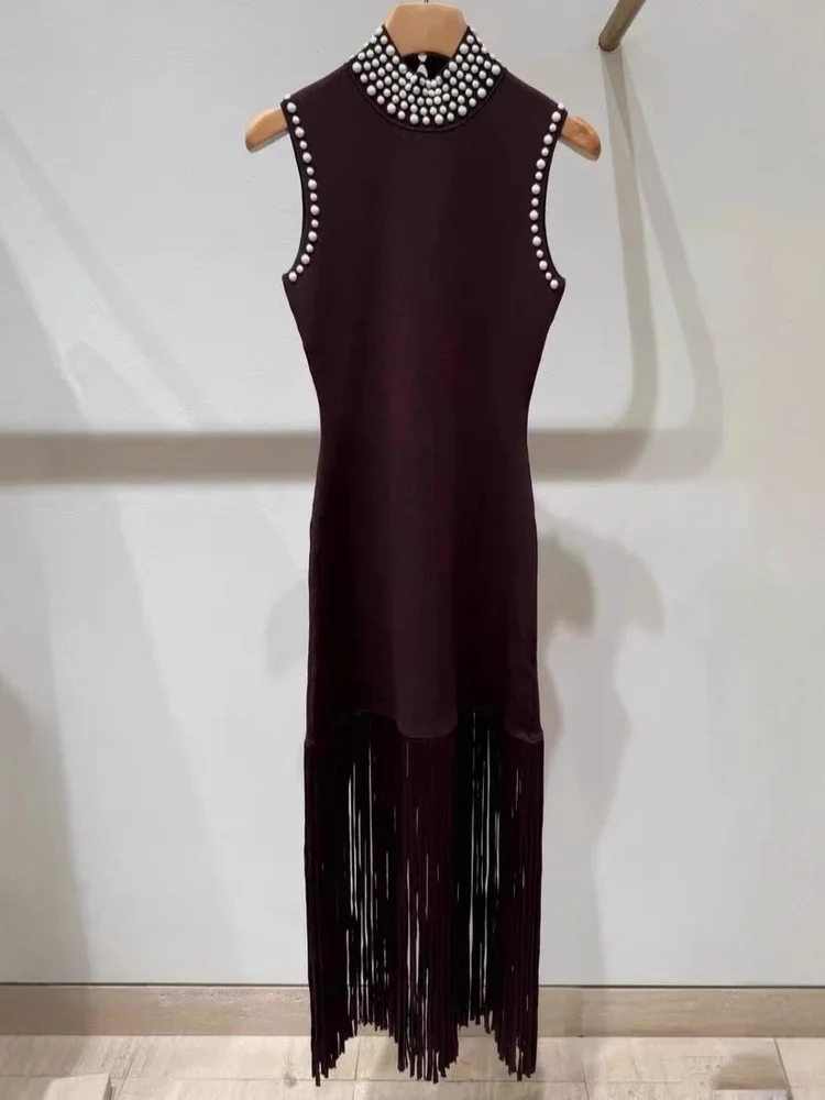 Ele Collo alto Svel con finiture di perle lavorate a maglia di fascia alta Dr da donna in versione H Vestibilità comoda da indossare ogni giorno