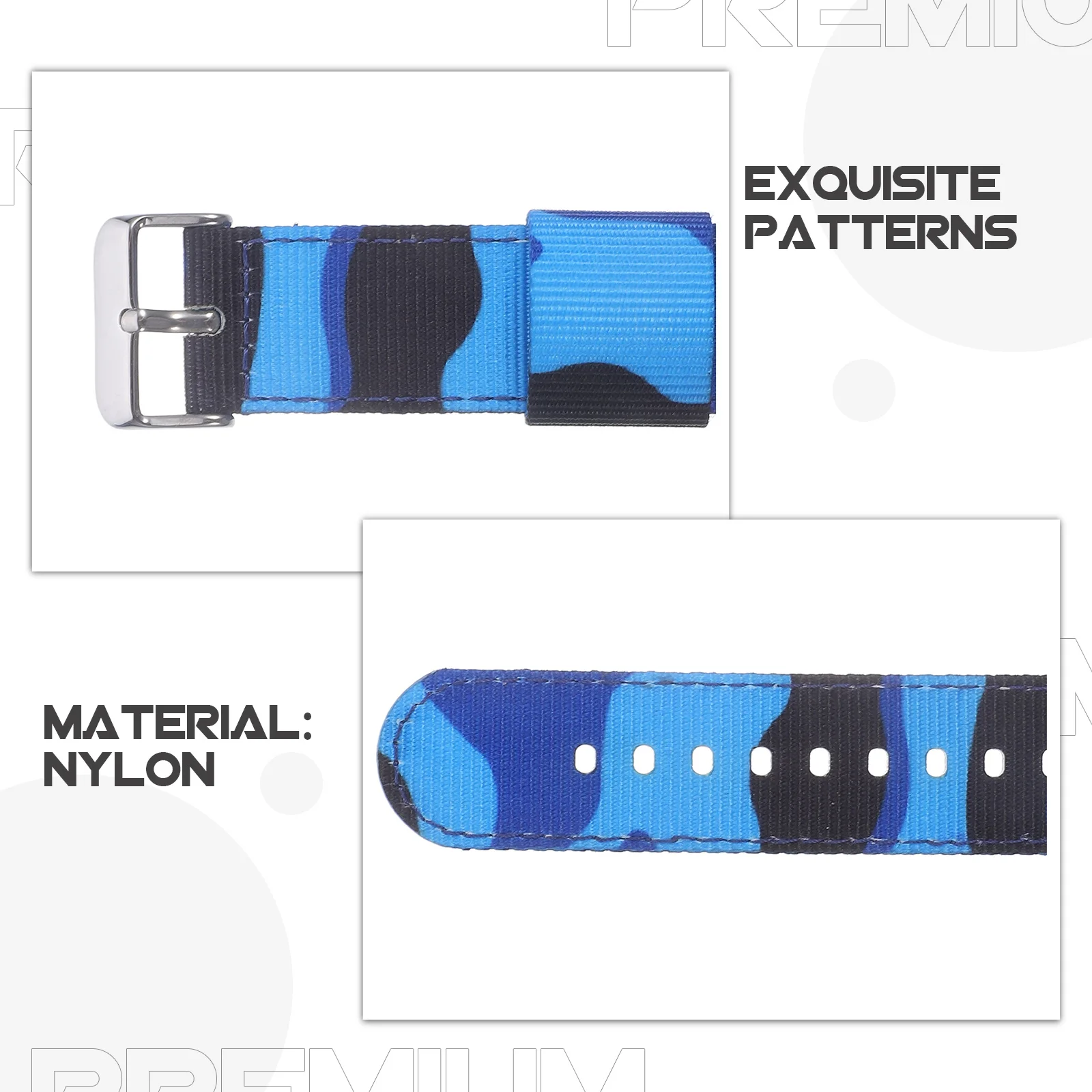 

Камуфляжный нейлоновый ремешок для часов, прочный большинства часов, регулируемые отверстия, дышащий ремешок, сменные аксессуары