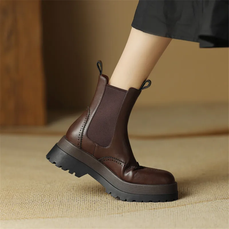 2023 Autumn/winter Women Boot Round Toe Chunky Heel Shoes Fashion Boots Short Boots for Women Handmade Platform Boots High Heels