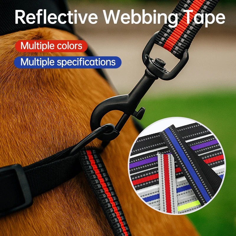 

5/10M15/20/25mm Reflective Webbing Nylon Tape Ribbon Decoration Band for Dog Collar Seat Belt Sling Work ID Hanger Cord Supplies