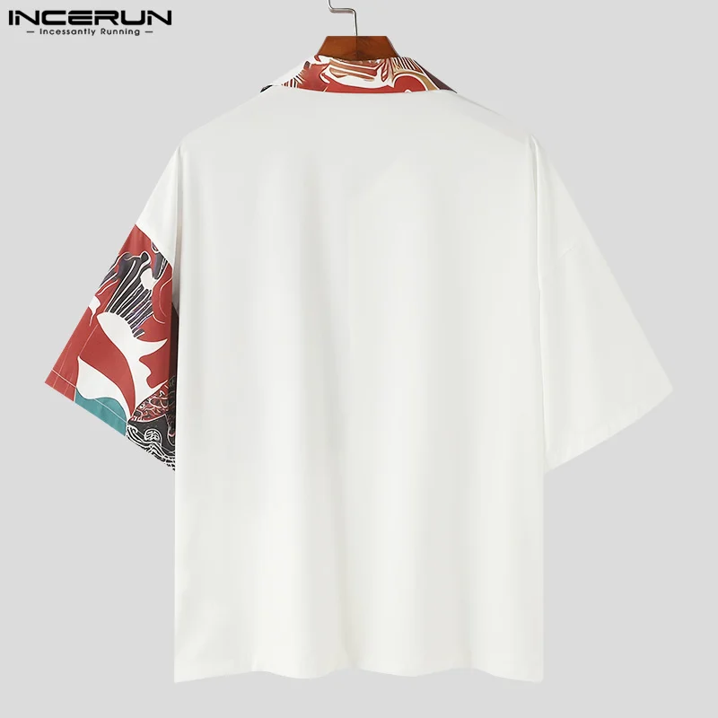 2024 Men Shirt Printing Vintage Lapel Short Sleeve Loose Casual Men Clothing Streetwear Summer Leisure Male Shirts S-5XL INCERUN