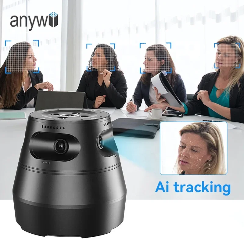 Anywii ai speaker voice track conference panoramic video conference camera webcam audio 360 meeting room camera