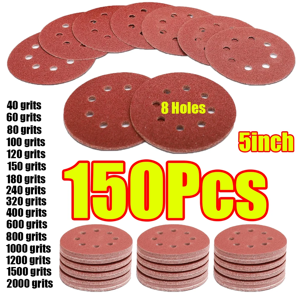1-150-шт-125-мм-5-дюймов-шлифовальные-круги-с-8-отверстиями-на-липучке-зернистость-40-2000-абразивный-полировальный-инструмент