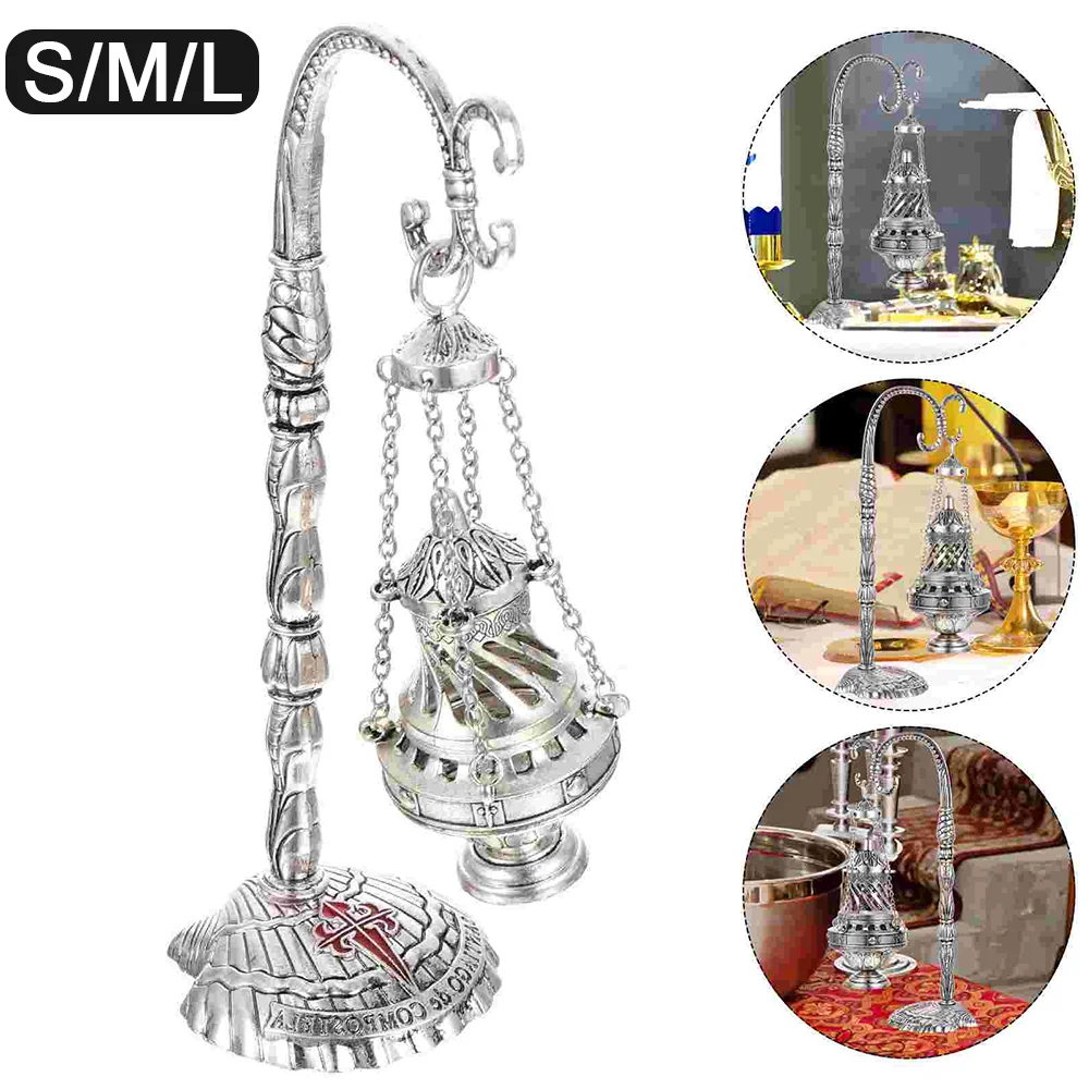 S/M/L الصليب مبخرة العتيقة منحوتة الكنيسة المسيحية البخور الموقد أواني العبادة الدينية الآثار الحرف مصلى هدية مزخرفة