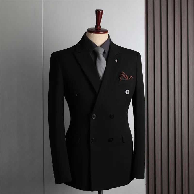 B02 Men\'s Suit Fashion Business Suit Jacket Men\'s Double Breasted Suit Jacket Coat