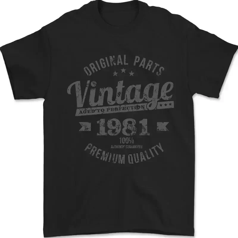 Mens Vintage 44th Birthday 1981 100% Cotton Black T-Shirt