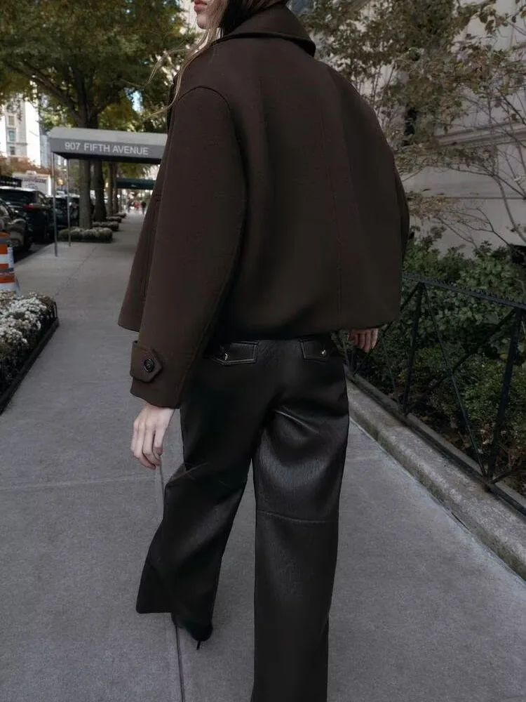 패셔너블한 더블 브레스티드 롱 슬리브 칼라 코트 신상 여성 겨울 아우터웨어 젊고 세련된 스타일