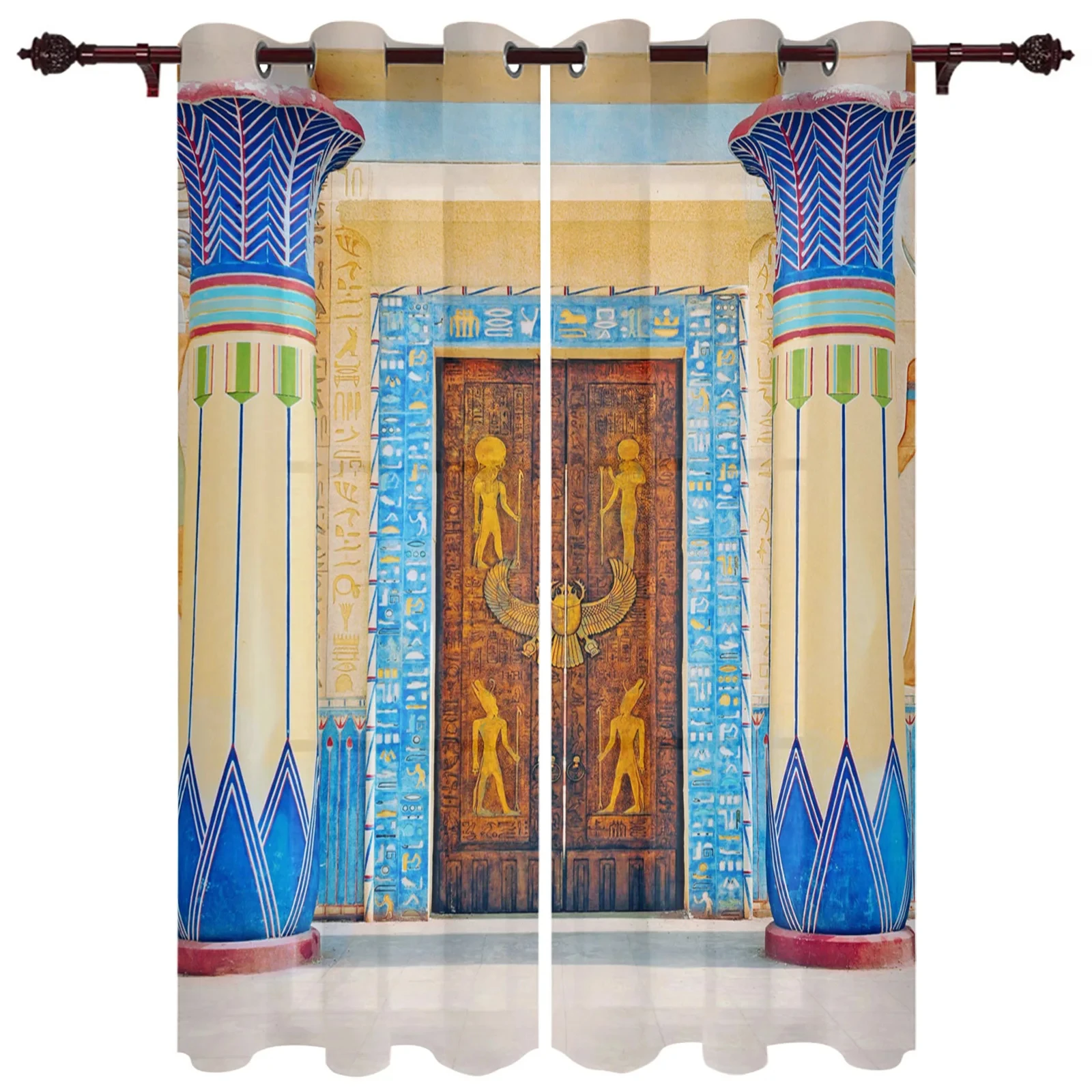 2panels Egypt House Door Pattern Art Modern Window Curtains for Living Room Bedroom Curtain Blinds Drapes Door Curtains cortinas