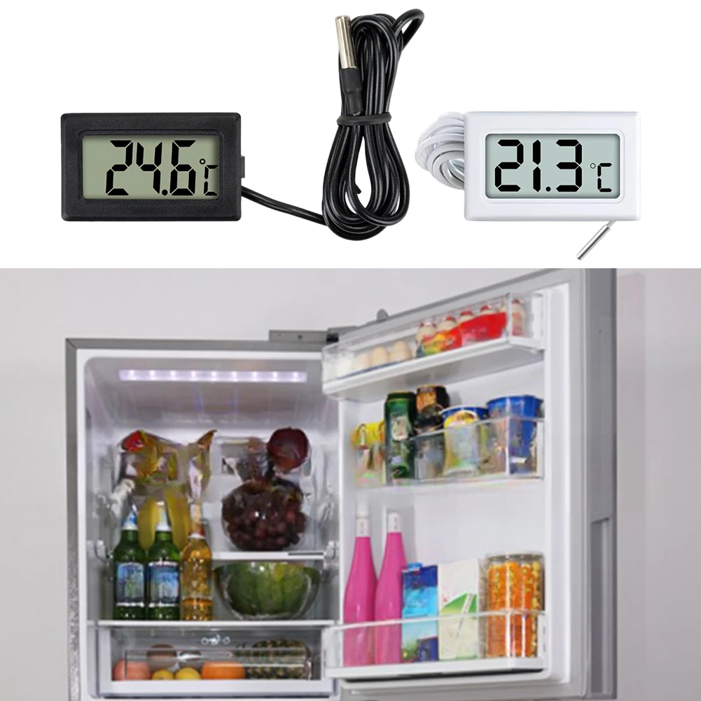 เทอร์โมมิเตอร์ดิจิตอล 6 ชิ้นพร้อมเซ็นเซอร์ภายนอกสำหรับตู้แช่แข็งตู้แช่แข็งตู้เก็บไวน์ในร่มกลางแจ้ง-50 ถึง 110 ° ซี