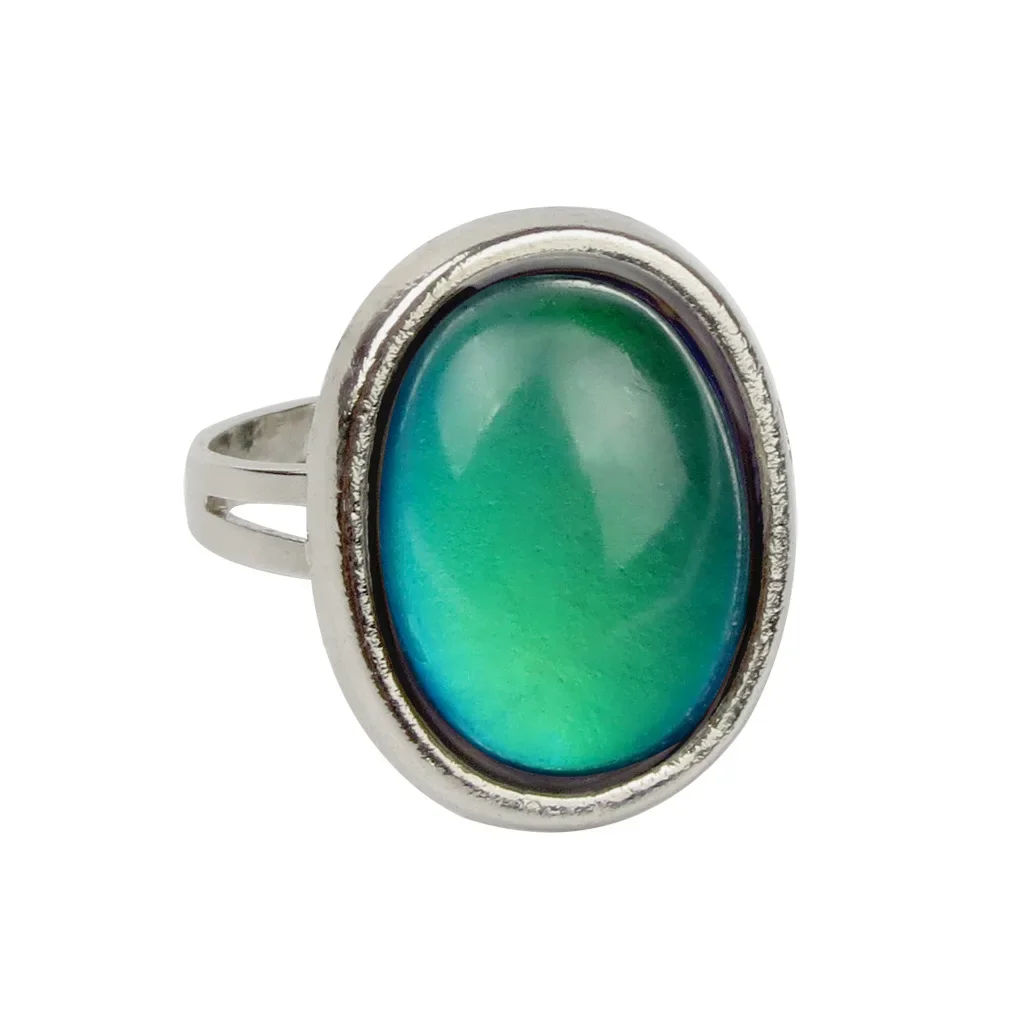 분위기 반지 레트로 패션 여성 타원형 보석 색상 변경 온도 반지 개방 고딕 웨딩 Anillos Mujer 남성 반지 주얼리