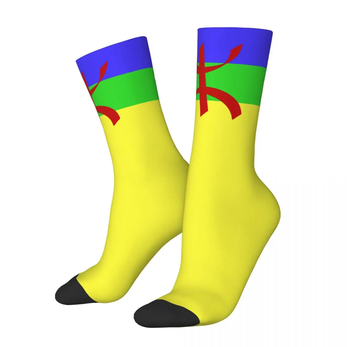 Winter Warm Funny Unisex Flag Of Amazigh Socks Drapeau Amazigh Berber Non-slip Basketball Socks