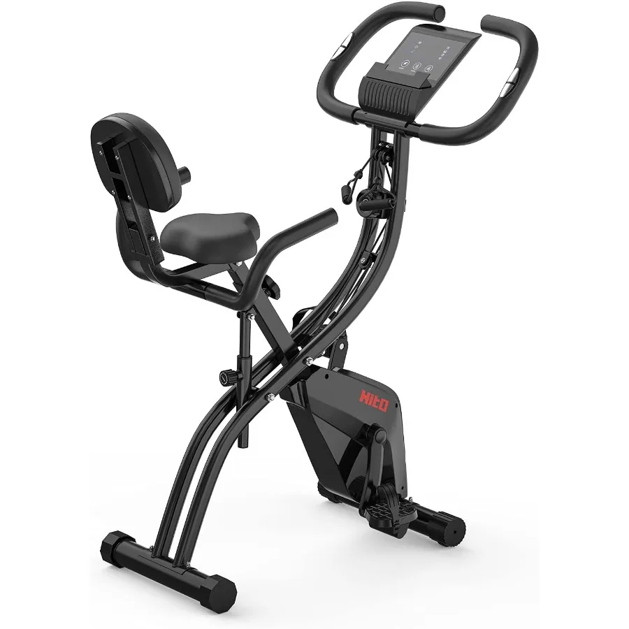 

Folding Exercise Bike with Arm Resistance Bands Magnetic Upright Indoor Cycling Bike Stationary for Home Gym Cardio Workout in