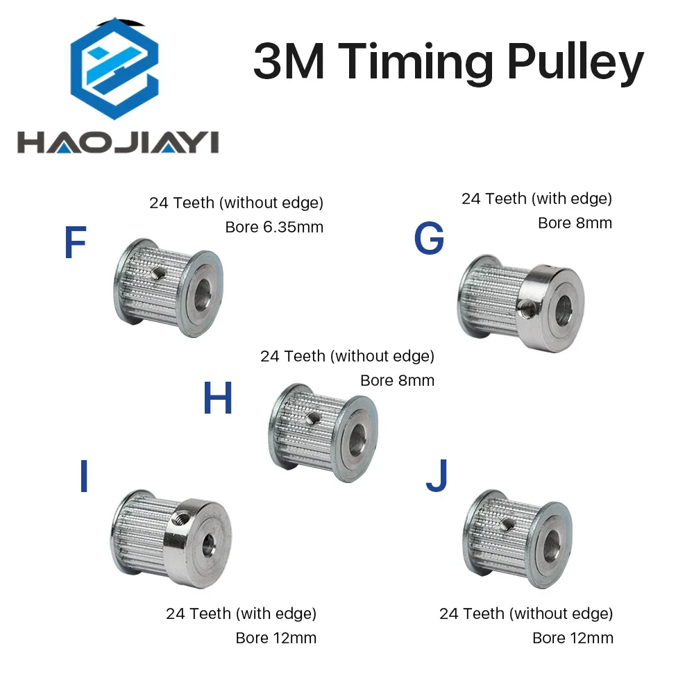 Polea de engranaje síncrona HTD 3M, piezas de Metal láser CO2, 6,35/8/12mm para máquina cortadora de grabado láser CO2, bricolaje