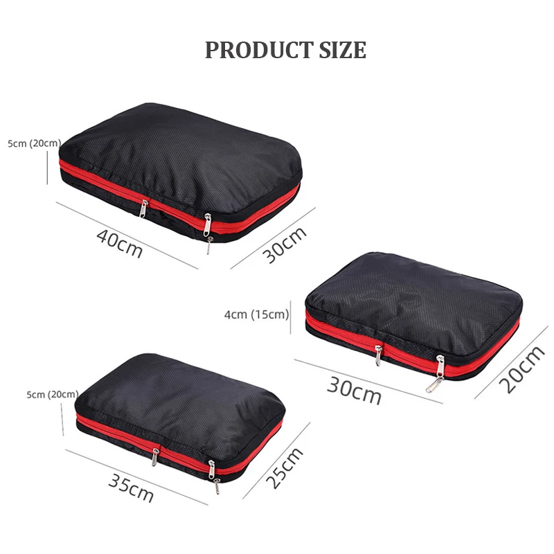 Сжимаемая дорожная сумка для хранения одежды, большая вместимость, 3 шт., упаковочные кубики, набор органайзеров, сжатый водонепроницаемый чемодан, упаковка