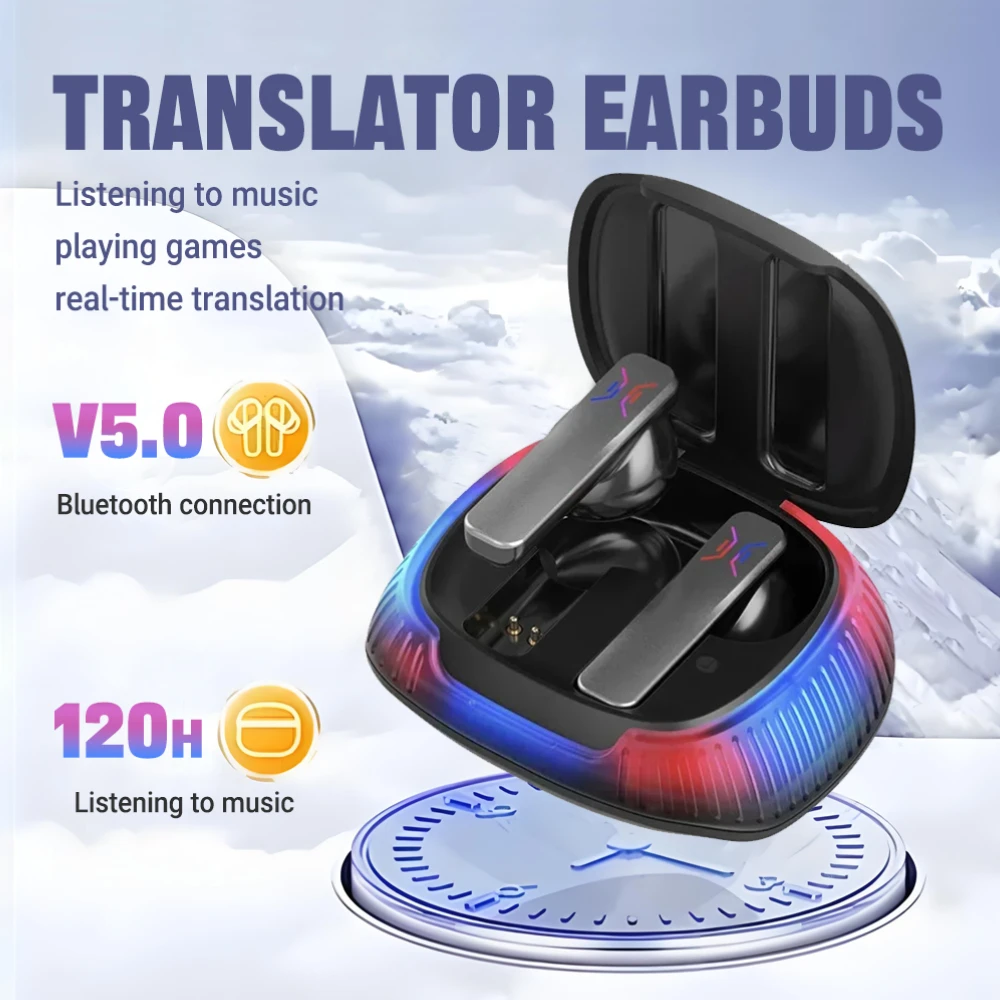 Multifunctional Translation Earbuds with Real-Time 114 Language Conversion - Bluetooth 5.0 HD Voice Translator for Tourists
