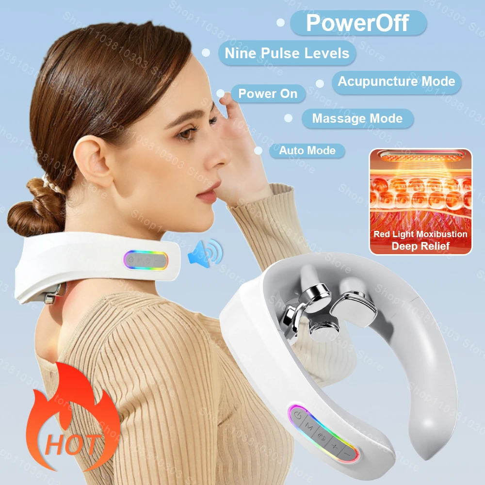 

EMS Cervical Massager Protable Mini Neck Shoulder Massager Heated Deep Vibration Massage Neck Smart Red Light Neck Pressing Care