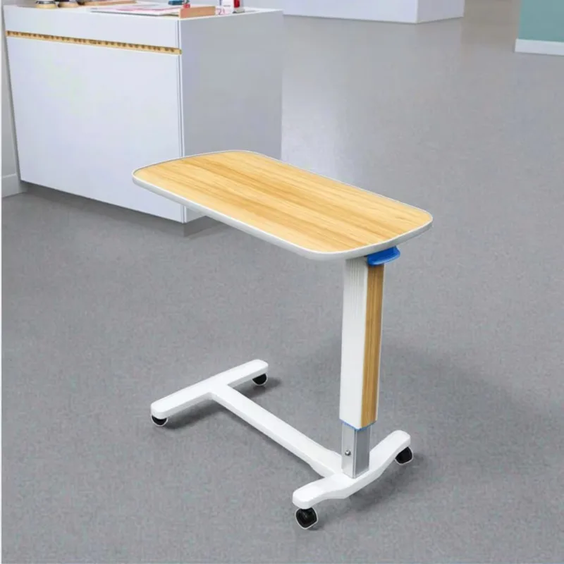 طاولة سرير مستشفى واسعة قابلة للتعديل على عجلات مع إطار فولاذي بتصميم حديث وطاولة بجانب السرير مرنة #2