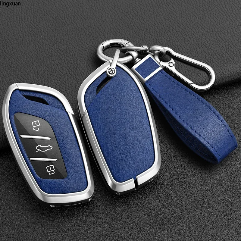 For Saic Car Key Case Cover MG ZS EV MG6 MG4 EZS HS EHS 2019 2020 Roewe RX5 I6 I5 RX3 RX8 ERX5 MG5 Zinc Alloy + PU Leather