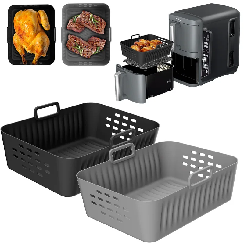 New Air Fryer Silicone Liners for Ninja SL400 SL401 Double Stack XL Basket Reusable Air Fryer Baking Tray Airfryer Parts LIJIAO