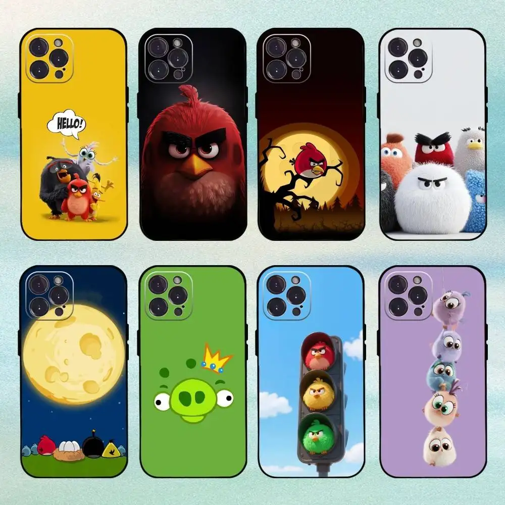 

Anime Game-R-Angrys-R-Birds Phone Case For iPhone 16,15,14,13,12Plus,Pro Max,XS,5G Soft Silicone Black Cover