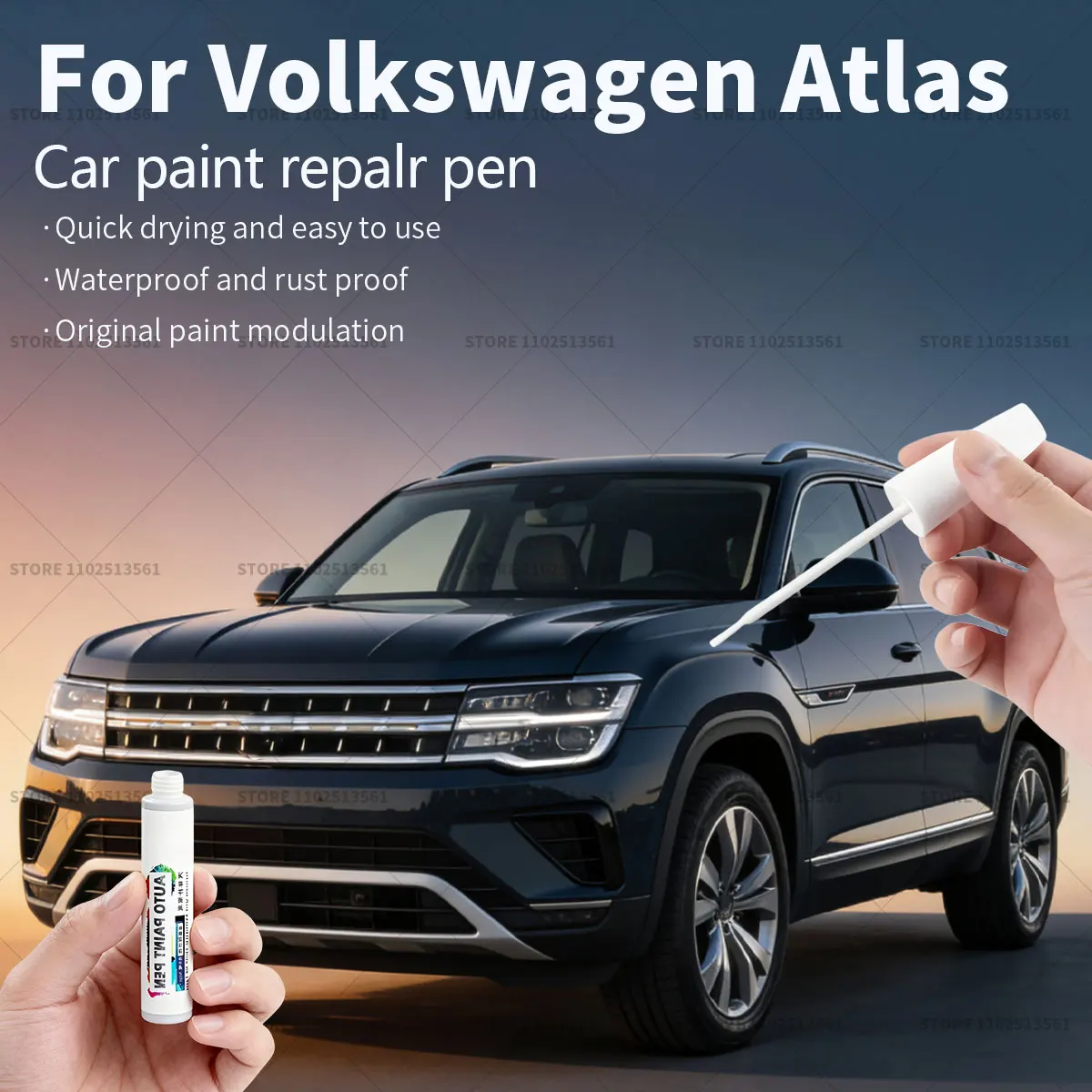 

For Volkswagen Atlas 2016-2025 PQ8 Paint Repair Brush Touch Up Scratch Remover DIY Auto Accessories Black White Gray Blue Gray