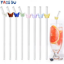 FAIS DU Reusable Drinking Glass Straws with for Smoothies Cocktails Bar Eco-Friendly Drinkware Straw with Clean Brush