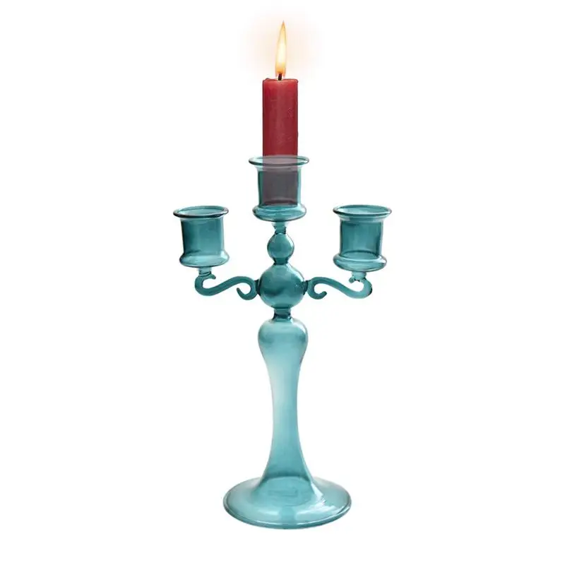 Glass Candelabra 3 Arm Glass Candlesticks Holders Candlesticks Holders Elegant Candle Stands 3 Branches Candelabra Candle