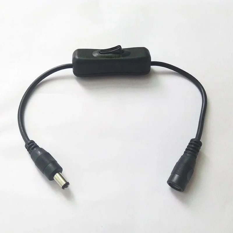 

Переходник «папа-мама», разъем питания постоянного тока 5,5 х 2,1 мм, выключатель питания постоянного тока, черный, DC5–24 В