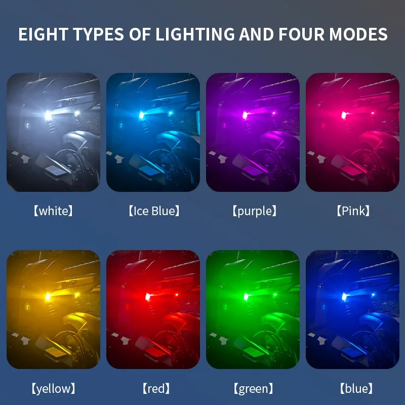 Lampu Strobo RGB Lampu Peringatan LED Sepeda Motor Lampu Peringatan Sepeda Mobil Lampu Peringatan Keselamatan Malam Motor Remote Control Nirkabel
