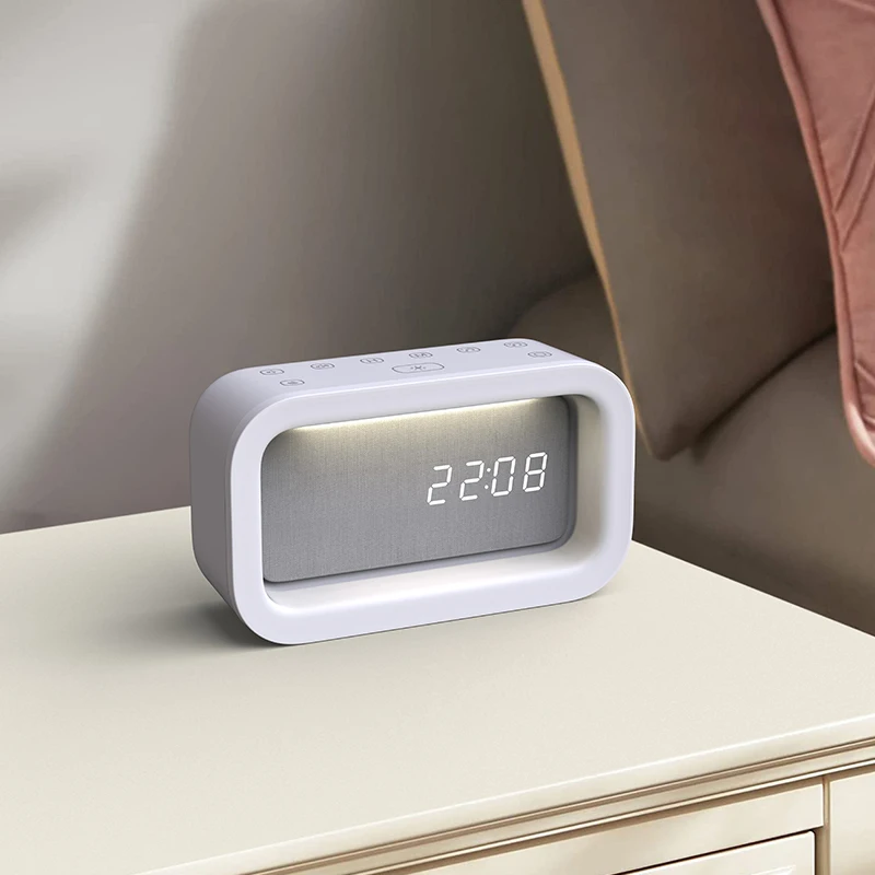 New Rechargeable Alarm Clock Wake Sunrise Light 16 Soothing Sounds Bedside Night Light White Noise Machine LED Digital Clock