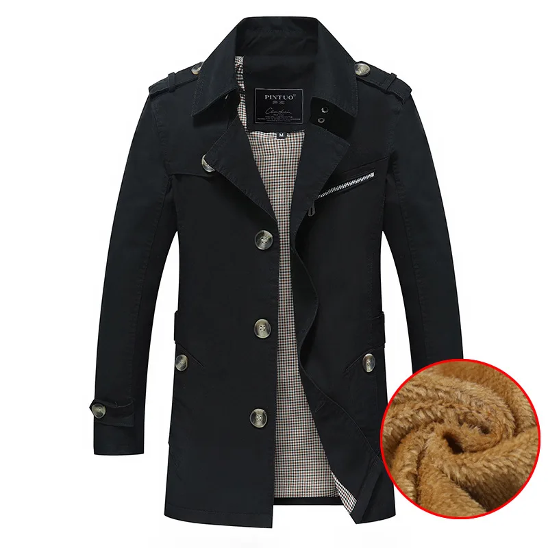 

Warm Men's Men's Casual Jacket Mid-length Plus Velvet Thickened Cotton Windbreaker Outer Men's Coat
