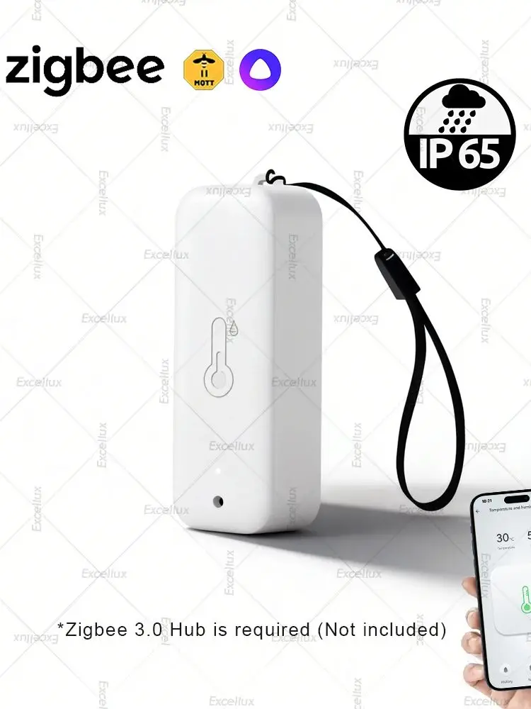 Zigbee-Temperatur- und Feuchtigkeitssensor, IP65, wasserdicht, für den Außenbereich, Hygrometer, Thermometer, funktioniert mit Zigbee Gateway Home Assistant Z2M
