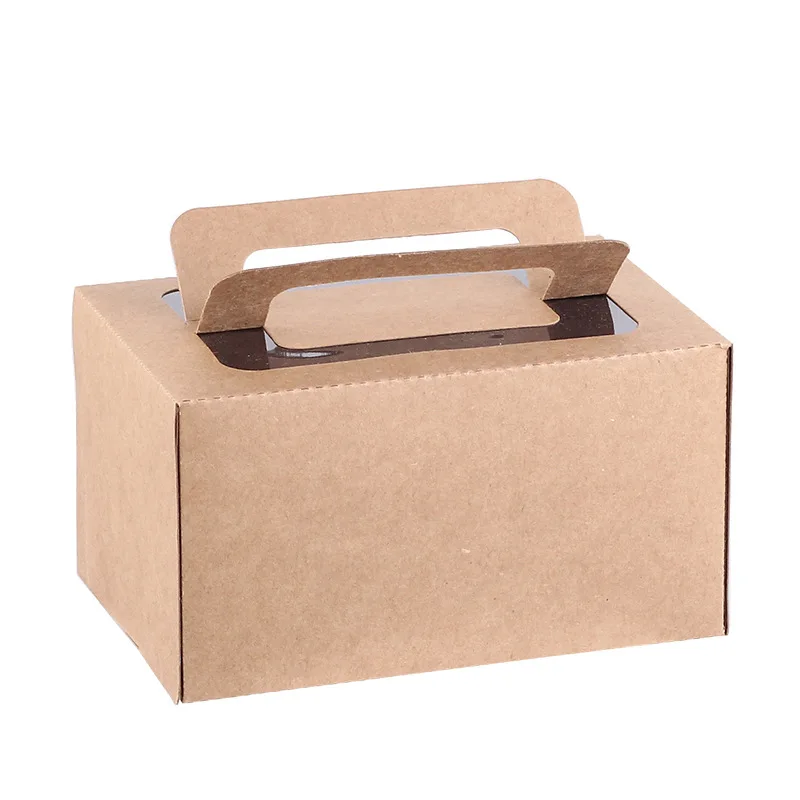 Customized INS Style Handheld Cake Packaging Box Thousand Layer Mousse Cut Box Baking French Dessert Pastry Takeaway Box