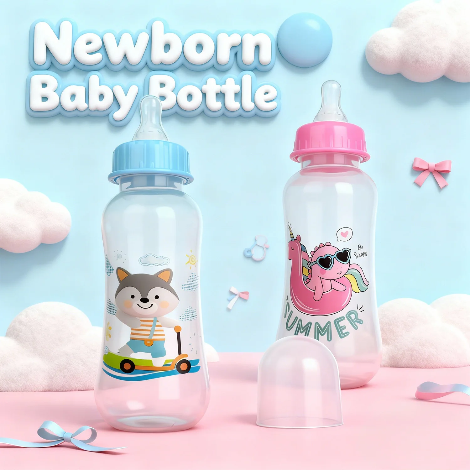 

250ml baby feeding bottle is suitable for infants aged 0 to 36 months. It features no leakage and drip-proof design, BPA Free