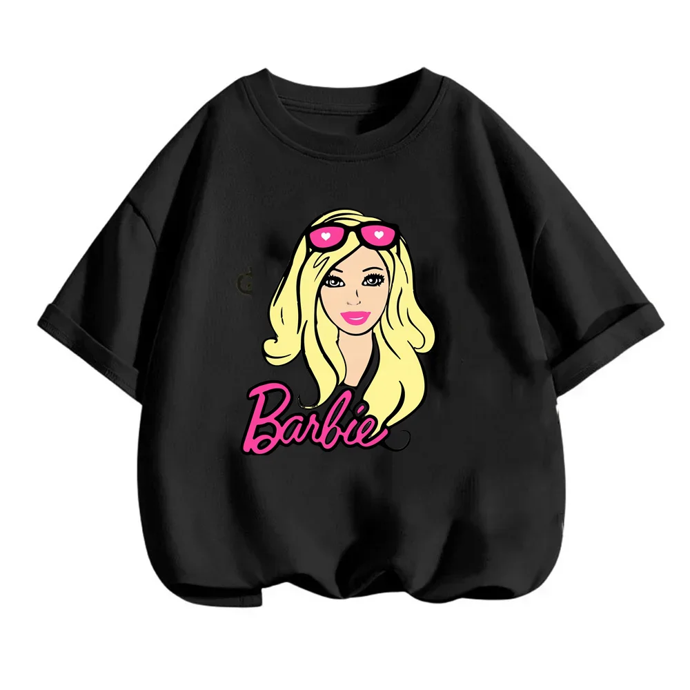 T-shirt décontracté à manches courtes en coton pour femmes, haut décontracté, confortable, polyvalent, grande taille, lettre imprimée Barbie, adt