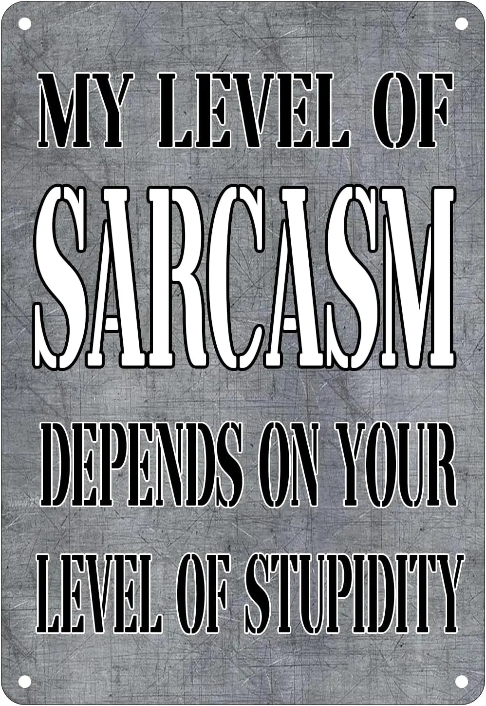 1p,Funny Sarcastic Metal Tin Sign, 12x8 Inch, Wall Decor Retro Metal Signs -Man Cave Bar My Level of Sarcasm